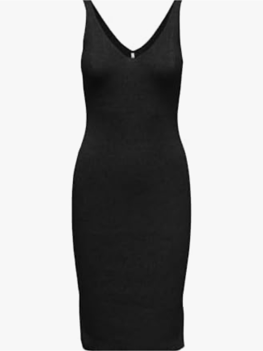 Black V-Neck BodyCon Midi Dress